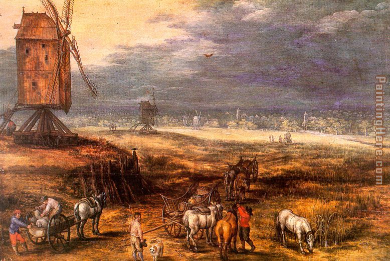 Unknown Artist Landscape with Windmills
